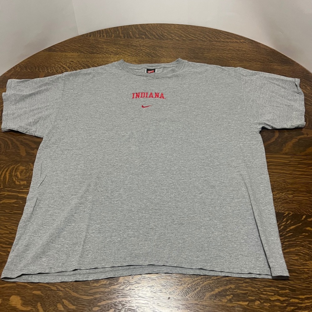 VTG Nike T-Shirt Mens XL Gray Indiana Embroidered Center Swoosh Short Sleeve Tee